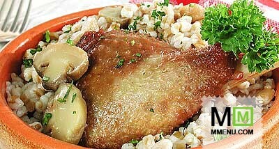 Каша перловая с гусем и грибами Каша перловая с гусем и грибами