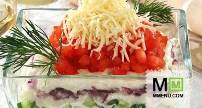 Салат рыбный с сырным соусом Салат рыбный с сырным соусом