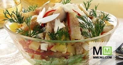 Салат рыбный с маринованным перцем Салат рыбный с маринованным перцем