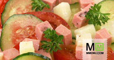 Салат с картофелем и колбасой Салат с картофелем и колбасой