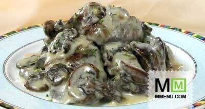 Печень куриная с грибами Печень куриная с грибами