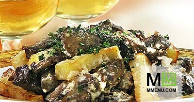 Печень с грибами Печень с грибами
