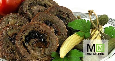 Рулет мясной с яблоками и сливами Рулет мясной с яблоками и сливами