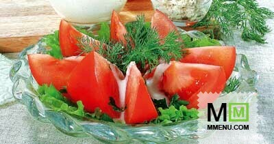 Рецепт - Салат из помидоров с кислым молоком