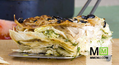 Пирог из лаваша с курицей и зеленью Пирог из лаваша с курицей и зеленью