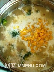 Приготовление блюда по рецепту - Сливочный суп с брокколи и кукурузой. Шаг 8