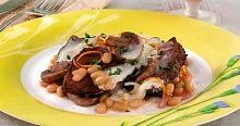 Рецепт - Мясо, тушенное с грибами и фасолью