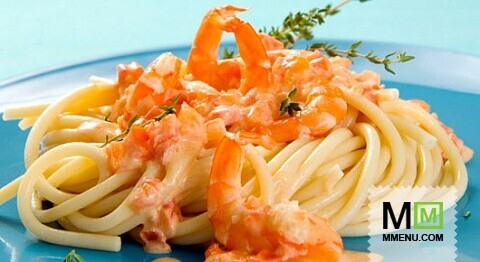 Макароны с королевскими креветками Макароны с королевскими креветками