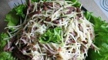 Рецепт - Мясной салат с грибами и сыром