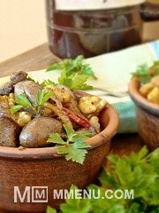 Приготовление блюда по рецепту - Куриные сердечки с грецкими орехами. Шаг 6