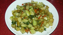 Рецепт - Жареная картошка с кабачком