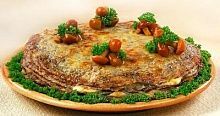 Рецепт - Торт из блинчиков с грибами