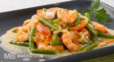 Рагу из стручковой фасоли с креветками