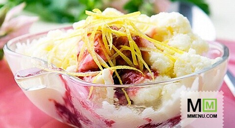 Лимонное мороженое с соусом и жюльеном из цедры Лимонное мороженое с соусом и жюльеном из цедры