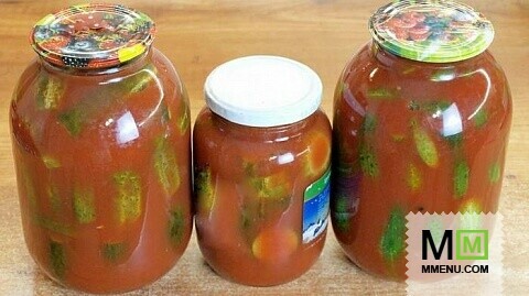 Огурцы в томатном соке - видео рецепт