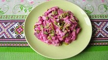 Рецепт - Свекольный салат с тыквенными семечками за 5 минут(без майонеза)