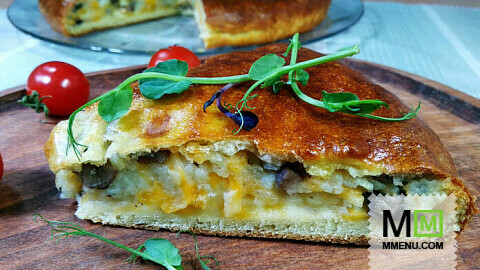 Пирог с картошкой и грибами на кефире