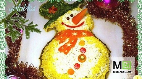 Новогодний салат "Снеговичок"