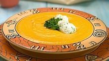 Рецепт - Тыквенный суп-пюре с рисовыми клецками