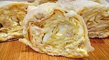 Рецепт - Закуска из лаваша с сыром, яйцами и курицей