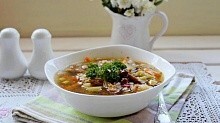 Рецепт - Гречневый суп с опятами.