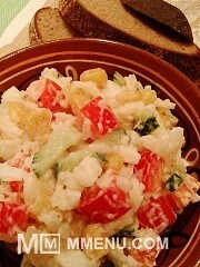 Приготовление блюда по рецепту - Пёстрый салат с овощами и рисом. Шаг 5