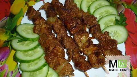Быстрый шашлычок на сковороде в сливовом маринаде. Быстрый шашлычок на сковороде в сливовом маринаде.