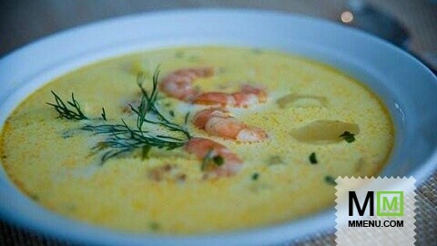 Сырный суп с креветками)