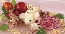 Рецепт - Кальмары в чесночно-ореховом соусе