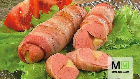 Сосиски, запеченные с беконом Сосиски, запеченные с беконом