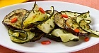 Кабачки и баклажаны, жаренные с кинзой