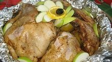Рецепт - Курица с антоновскими яблоками