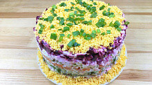 Рецепт - Слоеный салат Овощной торт