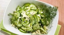 Рецепт - Огуречный салат с адыгейским сыром