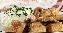 Рецепт - Соте из свинины с грибами