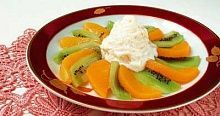 Рецепт - Десерт из персиков и киви