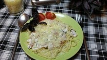Рецепт - Спагетти с беконом в сливочном соусе.
