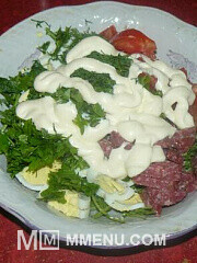 Приготовление блюда по рецепту - Сытный салат с рукколой.. Шаг 3