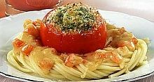 Рецепт - Спагетти с помидорами под сырным соусом