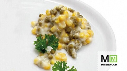 Горошек и кукуруза в молочном соусе Горошек и кукуруза в молочном соусе