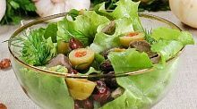 Рецепт - Зеленый салат с мясом и фасолью
