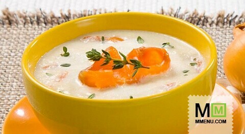 Суп из кольраби с лососем