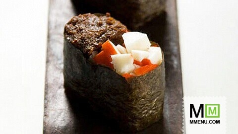 Кани мисо (суши с крабовым мясом и пастой мисо) Кани мисо (суши с крабовым мясом и пастой мисо)