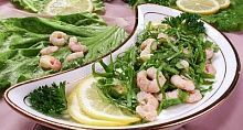 Рецепт - Зеленый салат с креветками