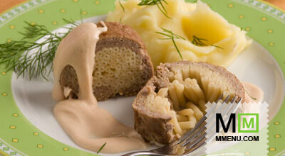 Рулет мясной с макаронами Рулет мясной с макаронами