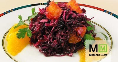 Краснокочанная капуста, тушенная с апельсинам Краснокочанная капуста, тушенная с апельсинам