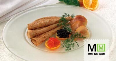 Блины с осетриной и икрой Блины с осетриной и икрой