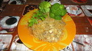 Приготовление блюда по рецепту - Жаренная фунчоза с грибами. Шаг 4