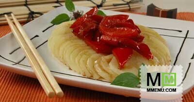 Картофельные ломтики с острым соусом Картофельные ломтики с острым соусом