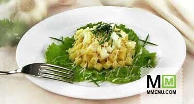 Салат из сыра, яиц, зеленого лука и чесн Салат из сыра, яиц, зеленого лука и чесн